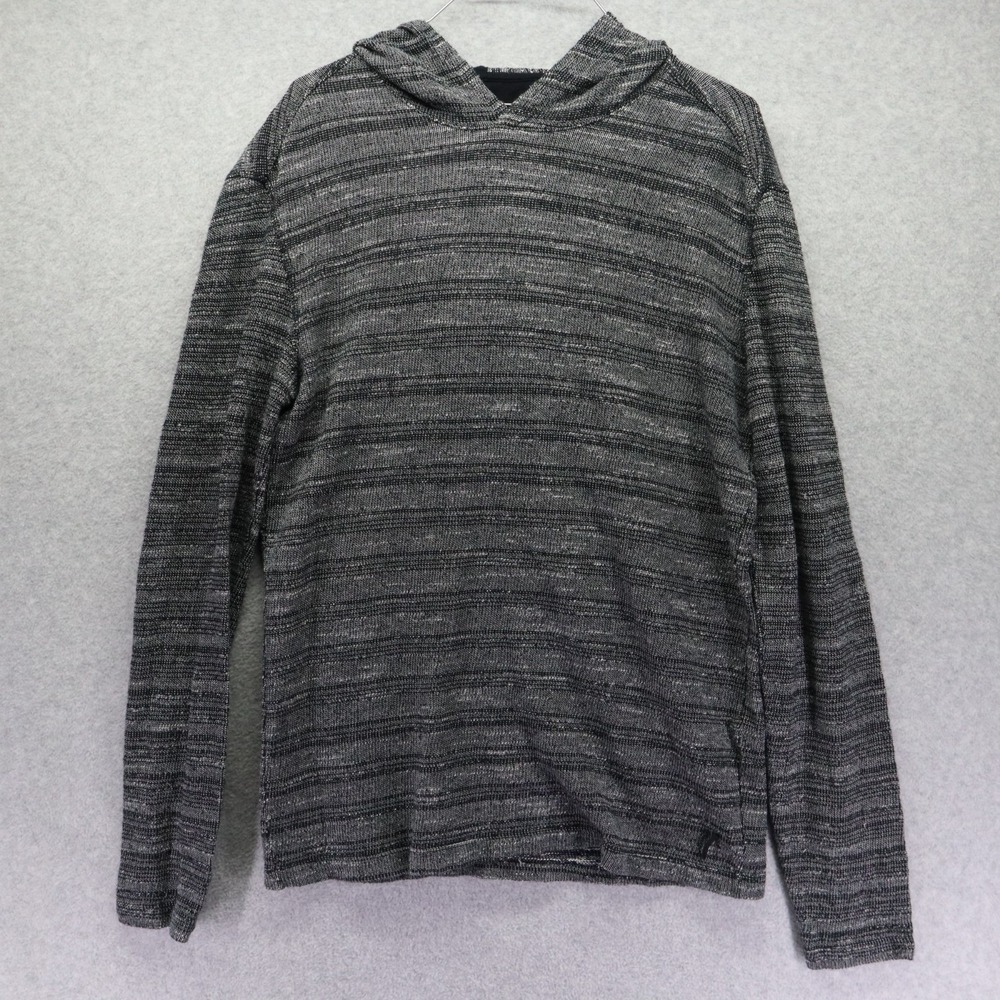 John Varvatos Hoodie Sweater Mens Medium Pullover Knit Casual Gray Long Sleeve